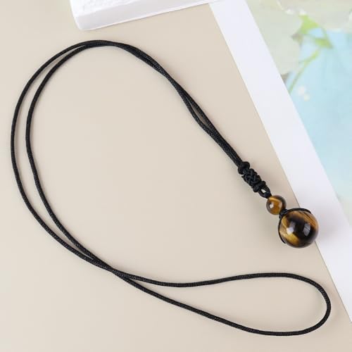 Anjiucc Natural Gemstone Healing Crystals Necklace, Adjustable Chakra Beads Pendant for Women Men, Protection, Energy Balance - color: Tiger's Eye