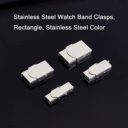 UNICRAFTALE 8 Sets 4 Sizes Clasps for Stainless Watch Band 304 Stainless Steel Watch Band Clasps Rectangle Watch Bands Buckle Clasp Buckle for Bracelet Watch Jewelry Making