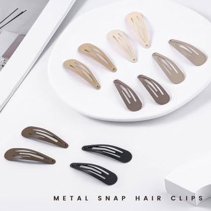 48 PCS Small Metal Barrettes For Women Non Slip Water Drop Snap Clips For Thick Thin Fine Hair Classic Accessories,Black Brown Beige,1.97 x 0.5 In - color: Black Brown Beige