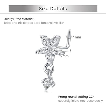 Briana Williams 18G 20G Nose Rings for Women Nose Piercings Nose Rings Hoops Nose Studs Surgical Steel Nose Ring Silver Gold Nose Piercing Jewelry - color: D1 -18g, silver