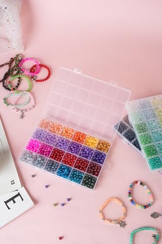 REVKI 72 Colors 6mm Glass Beads for Jewelry Making,3000PCS+ Round Crystal Glass Beads Bracelet Making Kit with Accessories, Bead Starter Kit Crafts Gifts Set Suitable for Teen Adults