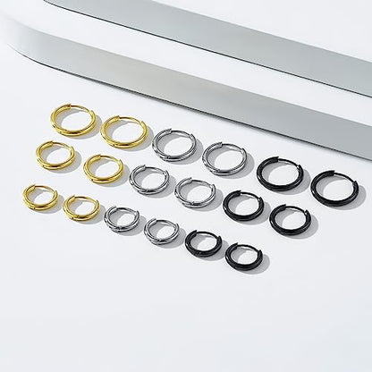 Titanium Huggie Hoop Earrings Hypoallergenic Nickel Free Hinged Sleeper Earrings for Sensitive Skin Cartilage Helix Lobes - style: gold 12mm
