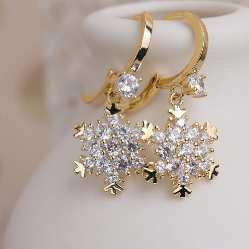 Jean Beau Drop Hoop Earrings for Women, Fasion Jewelry Gift - color: White Snow