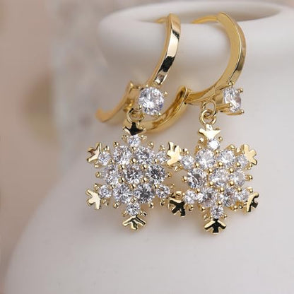 Jean Beau Drop Hoop Earrings for Women, Fasion Jewelry Gift - color: White Snow