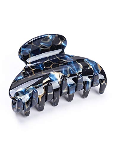 Handmade Celluloid Acetate French Design Barrettes Tortoise Shell Claws Hair Claw Luxury Fashion Accessories Hair Clip for Women (Blue) - color: Blue