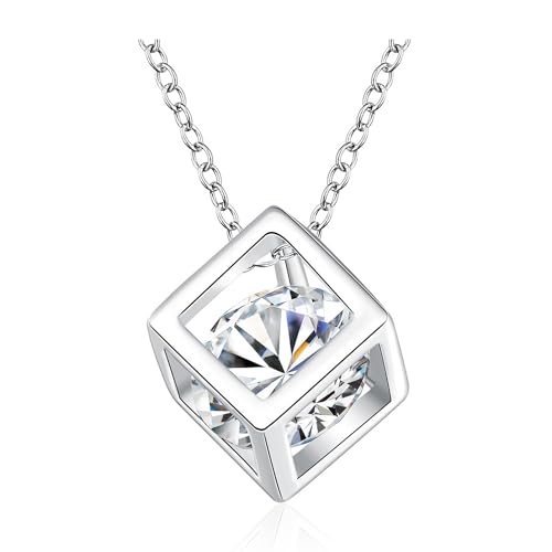 925 Sterling Silver Necklace for Women Trendy, Charming Layered Necklace with Cubic Zirconia Pendant for Her Womens Dainty Diamond Choker Necklaces Holiday Jewelry Gifts for Mom Wife Daughter Lover - color: Blue