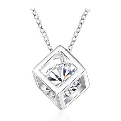 925 Sterling Silver Necklace for Women Trendy, Charming Layered Necklace with Cubic Zirconia Pendant for Her Womens Dainty Diamond Choker Necklaces Holiday Jewelry Gifts for Mom Wife Daughter Lover - color: Blue