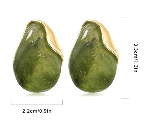 Acrylic Earrings for Women Irregular Resin Drop Earrings Metal Waterdrop Earring - color: Green
