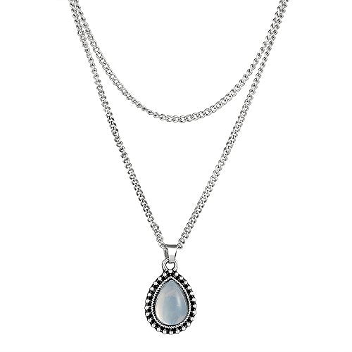 Simple Layered Bar Silver Drop Pendant Necklace Boho V Neck Women Accessories