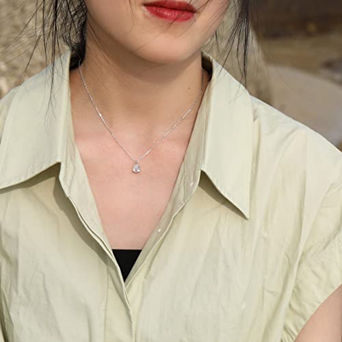 S.Leaf 18K Gold Plated Cubic Zirconia Choker Necklace for Women 925 Sterling Silver Layered Coin Moon Star Heart Circle Crystal Lariat Pendant Necklaces Gifts for Women Trendy - color: Teardrop_Silver