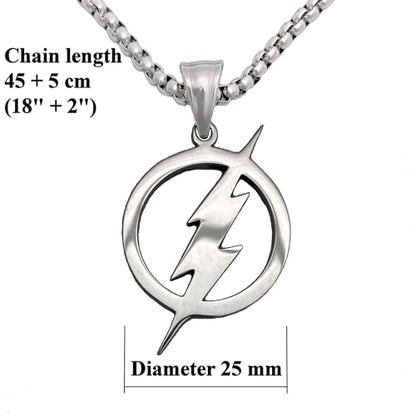 Tapp Collections Stainless Steel Superhero Pendant Necklace - color: Flash Lightning Bolt / Steel Chain / Black Color
