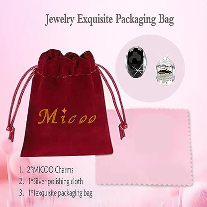 MICOO 925 Sterling Silver Charms for Bracelets,Fashion DIY Dangle Pendants Beads Simulated Birthstone Charms,Birthday Gifts for Women - color: 2 Dark and White Charms