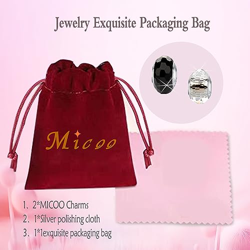 MICOO 925 Sterling Silver Charms for Bracelets,Fashion DIY Dangle Pendants Beads Simulated Birthstone Charms,Birthday Gifts for Women - color: 2 Dark and White Charms