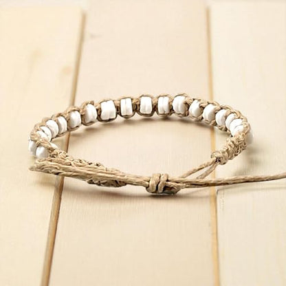 BlueRica Hemp Anklet with Puka Shell Beads - style: White