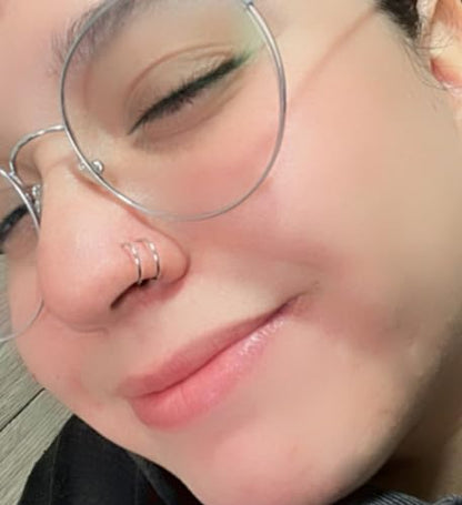 MODRSA 20g Nose Rings Hoops Nose Studs for Women Surgical Steel Hypoallergenic 20 Gauge Nostril Piercing Jewelry L Shape Crokscrew Silver Rose Gold Black Hoop Nostril Rings for Men - color: 11 - L Shape 20g - Silver