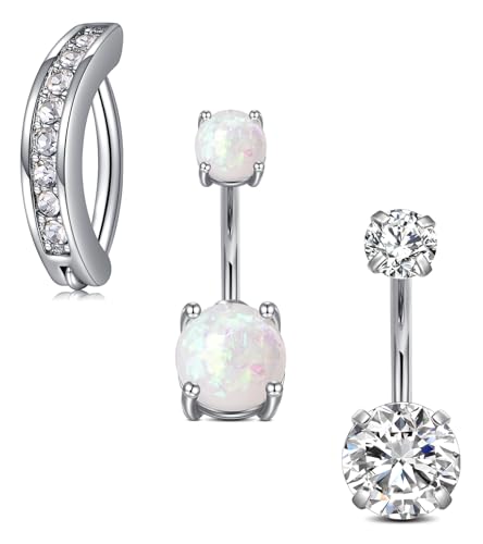 MODRSA Short Belly Button Ring Short Bar Belly Button Rings Surgical Stainless Steel Belly Ring 6mm Belly Button Rings Short Bar 1/4" - color: 31-3pcs short silver