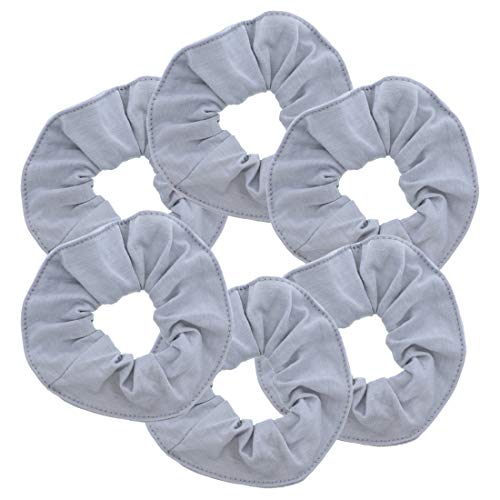 Motique Accessories Large Scrunchies for Women, Pack of 6, Grey | Hair Ties for Medium & Thick Hair - color: Grey