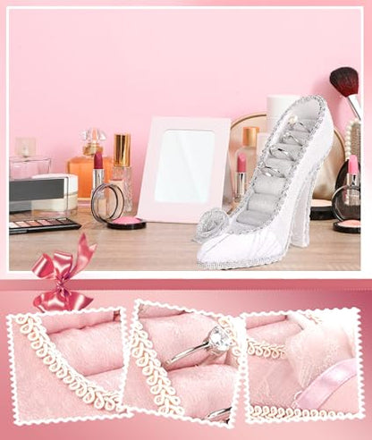 Jewelry Display Stand, Earring Necklace Ring Holder, Model Dress High heeled Shoes Earring Necklace Ring Jewelry Holder Stand Display (White) - color: White