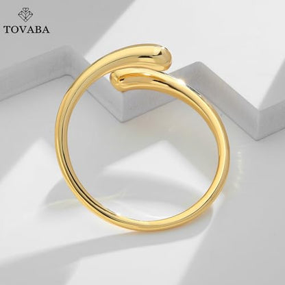Chunky 14k Gold Cuff Bracelets for Women - Non Tarnish Teardrop Bangle Multi-layer Cross Wire Open Bracelets - color: Golden 14