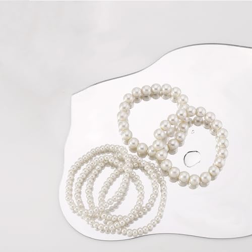 Boho Pearl Beaded Bracelets for Women Wedding White Pearl Bracelet Stack | Dainty,stackable,stretch,everyday,jewelry,set,bohemian,layered,bead,elastic,accessories,vintage,aesthetic,birthday,prom,gifts