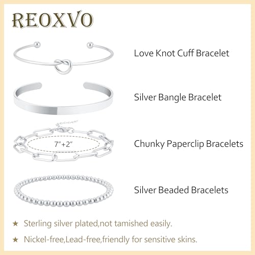 Gold Bracelets Stack Jewelry for Women Non Tarnish Waterproof | 14K Gold Plated Bangle Cuff Bracelet Set Accessories - color: Silver, style: Style A