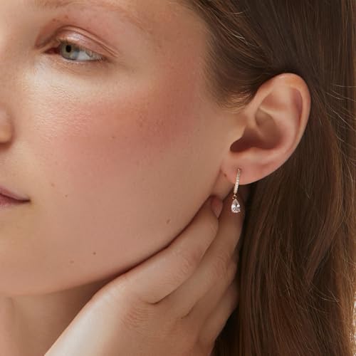 Mchic Dangle Earrings for Women: 18K Gold Plated CZ Drop Earrings Dainty Trendy Hypoallergenic Teardrop Bridal Wedding Style, Sparkly Elegant Dangling Jewelry Gift for Women Bridesmaid Prom Formal - color: Style 7-Gold