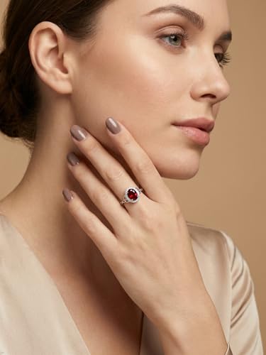 2-3 Carat Oval Engagement Ring 925 Silver Celtic Knot Birthstone Rings for Women Hypoallergenic Amehtyst/Aquamarine/Emerald/Ruby/Sapphire Cocktail Rings Jewelry Size 6-10 - color: B. Ruby