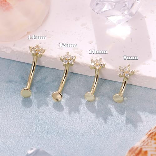 REVOLIA 5Pcs 14G Surgical Steel Floating Belly Button Rings for Women Flat Back Petite Belly Ring Opal Flower CZ Small Navel Rings Internally Threaded Belly Piercing Jewelry 8/10/12/14mm - color: gold