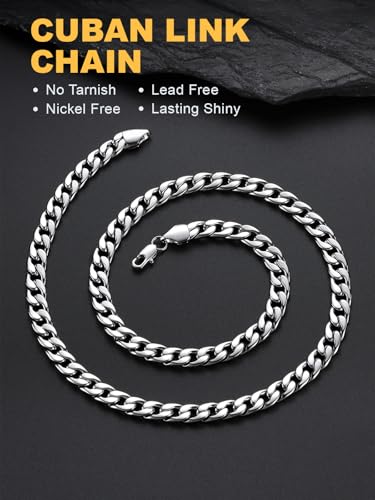 U7 Cuban Link Chain for Men Women Stainless Steel Curb Necklace, 7/9/12/15 MM Chunky Chain Silver/Gold/Black Mens Hip Hop Jewelry 18''-30'' - color: a. 9mm-silver, size: 26 Inch