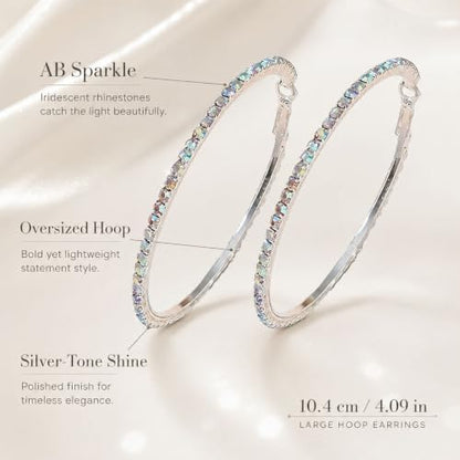 Big Chunky Gold Hoop Earrings for Women Beaded Large Statement Earrings Lightweight Fashion Jewelry Daily Wear Party Gift - color: E9:Colorful 10cm