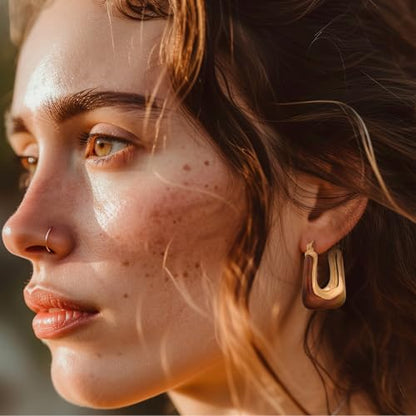Sureio 6 Pairs Tortoise Shell Earrings for Women Leopard Resin Earrings Resin Brown Chunky Gold Hoops Jewelry Gift