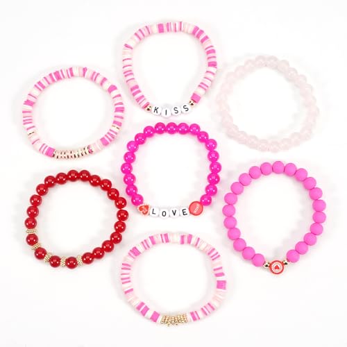 Twinfree Bohemia Beaded Bracelet for Women, Polymer Clay Stretch Bracelets - color: color 59