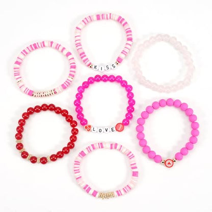 Twinfree Bohemia Beaded Bracelet for Women, Polymer Clay Stretch Bracelets - color: color 59
