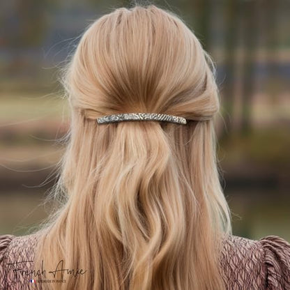 French Amie Long and Thin Opera Large 4 Inch Hair Clip Barrette | Handmade Automatic For Girls Women Teens Adults Everyday Style - color: Opera