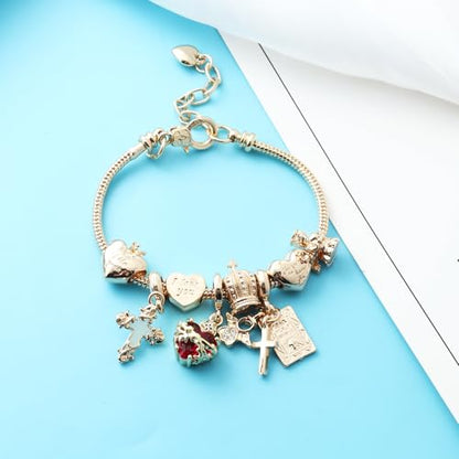 Cross bracelet for women Sacred Heart of Jesus Gold Bracelets for Women Confirmation and Baptism Gifts, Encouragement Presents for Mom Sister Daughter and Friends, Christian Jewelry | sacred heart bracelet,christian bracelet,heart bracelet for women,catho
