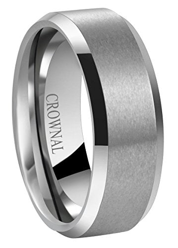6mm 8mm 10mm Black Tungsten Wedding Band Ring Men Women Matte Finish Beveled Edges Comfort Fit Size 5 To 17 - color: Silver 8mm