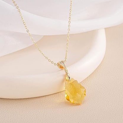 EVEVIC Teardrop Austrian Crystal Charm Pendant Necklace for Women | 14K Gold Plated,Adjustable Chain Fit,Elegant Teardrop Crystal,Gift Box Included,Perfect for Daily Wear and Special Events - color: Yellow