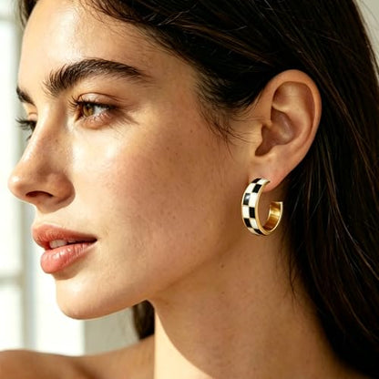 14K Gold Plated Chunky Hoop Earrings for Women Vintage Leopard Print Hoops Large Round Hoop Earrings Jewelry - style: Hoop L