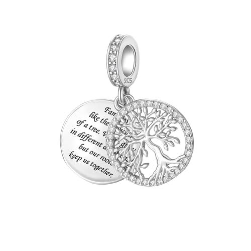 LUXILLA Charms for Bracelets & Necklace 925 Sterling Silver Charms Elephant Happy Birthday Charm Fit for Valentine's Day Mother's Day Jewelry Gift for Women - color: Family Tree Charm