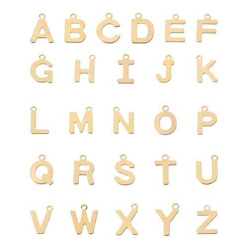 Craftdady Letter Charms Capital Pendants Mixed A-Z Initial Letter Number Charms DIY Bracelet Necklace Pendants for Jewelry Making, Gold, Antique Silver, Platinum - color: Real 18K Gold Plated