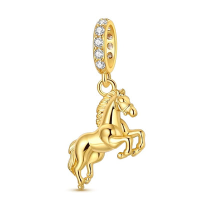 925 Sterling Silver Charms for Bracelets and Necklaces Beads Jewelry Charms for Women - color: Gold Horse Charm