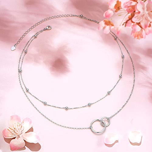 Ladytree S925 Sterling Silver Dainty Simple Choker Necklace,Rolo Chain,Adjustable 13 inches to 16 inches - style: 08_Layer Infinity Choker