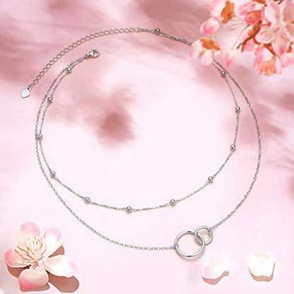 Ladytree S925 Sterling Silver Dainty Simple Choker Necklace,Rolo Chain,Adjustable 13 inches to 16 inches - style: 08_Layer Infinity Choker