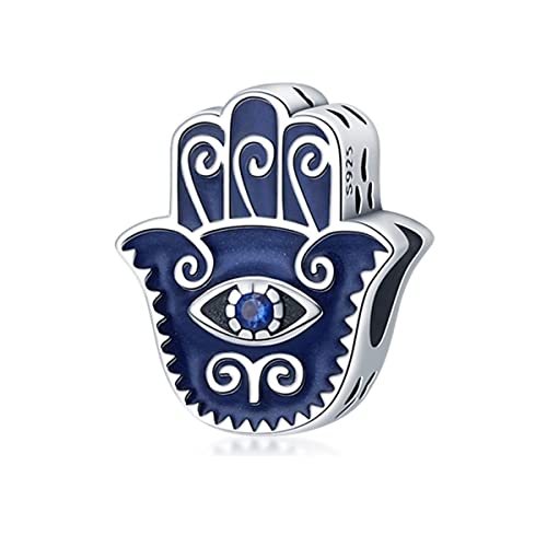 14K Gold Plated Charms for Bracelets Necklace Star Moon Cross Beads Woman | 925 Sterling Silver Charms Butterfly Cute Cat Dog Evil Eye Lucky Bracelet Beads Aesthetic Peandant Jewelry Gift for Mom - color: Evil Eye Palm Charm