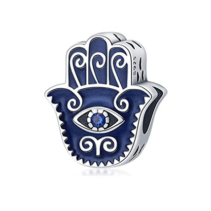 14K Gold Plated Charms for Bracelets Necklace Star Moon Cross Beads Woman | 925 Sterling Silver Charms Butterfly Cute Cat Dog Evil Eye Lucky Bracelet Beads Aesthetic Peandant Jewelry Gift for Mom - color: Evil Eye Palm Charm