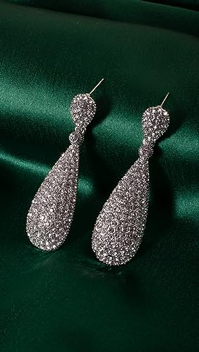 Moonstruck Costume Jewelry Women's Champagne Diamond Golden Dangle Drop Earrings - color: Silver