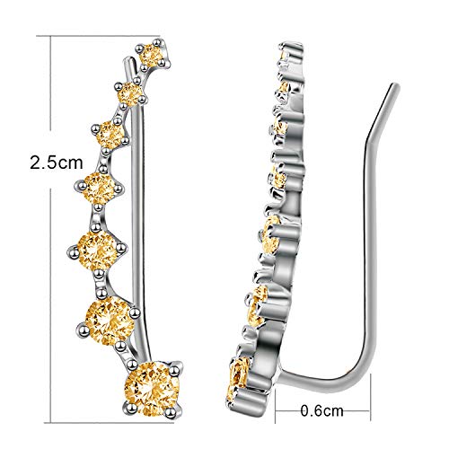 CZ Stud Earrings 925 Sterling Silver 18K Gold Plated Round Cubic Zirconia Hypoallergenic Set - color: Yellow