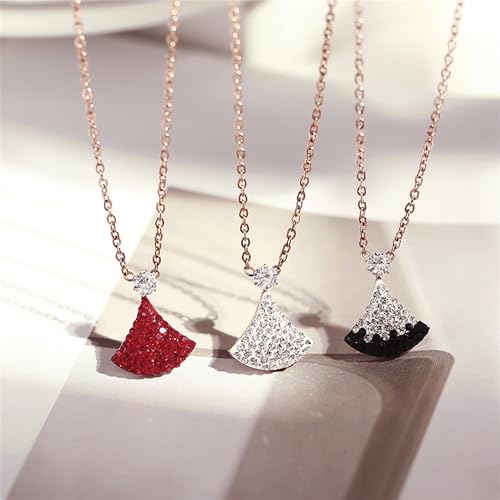 925 Sterling Silver Necklace for Women Trendy, Charming Layered Necklace with Cubic Zirconia Pendant for Her Womens Dainty Diamond Choker Necklaces Holiday Jewelry Gifts for Mom Wife Daughter Lover - color: Dress Pendant Necklace-White01