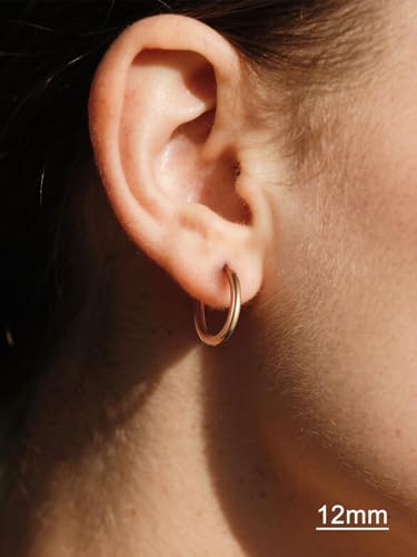 Small Hoop Earrings for Women 7-16mm Stainless Steel Huggie Earrings Lightweight - color: c. Gold A, size: Diameter 12mm