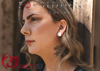 Forbidden Body Jewelry 3mm - 6mm Acrylic Ear Gauges, Solid Double Flared Saddle Plug Earrings Sold in Pairs - style: 6mm (2G) White